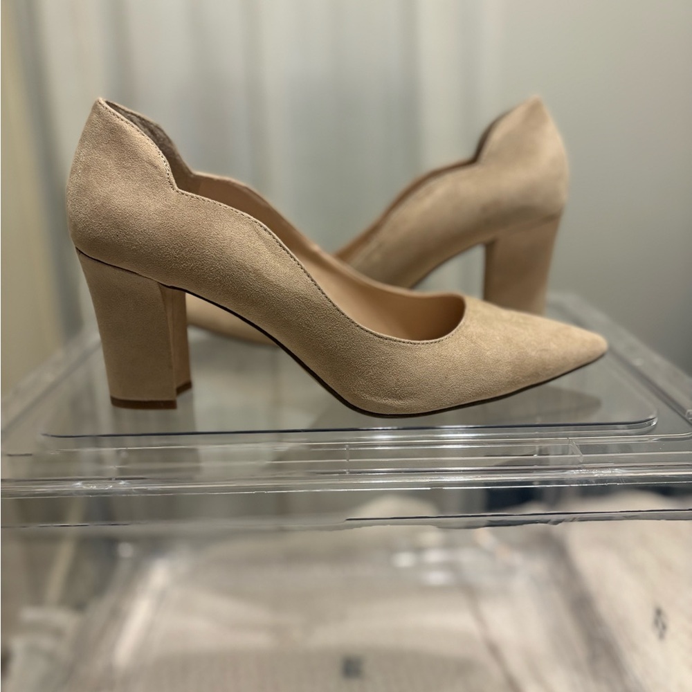 Kelly & Katie Nude Suede Heels
